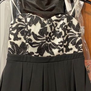 Black and white mini homecoming dress